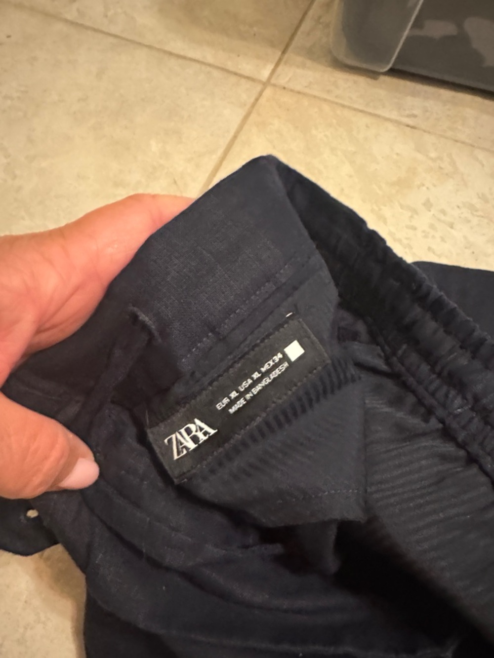 ZARA Men's Dark Navy Elastic Waist Joggers